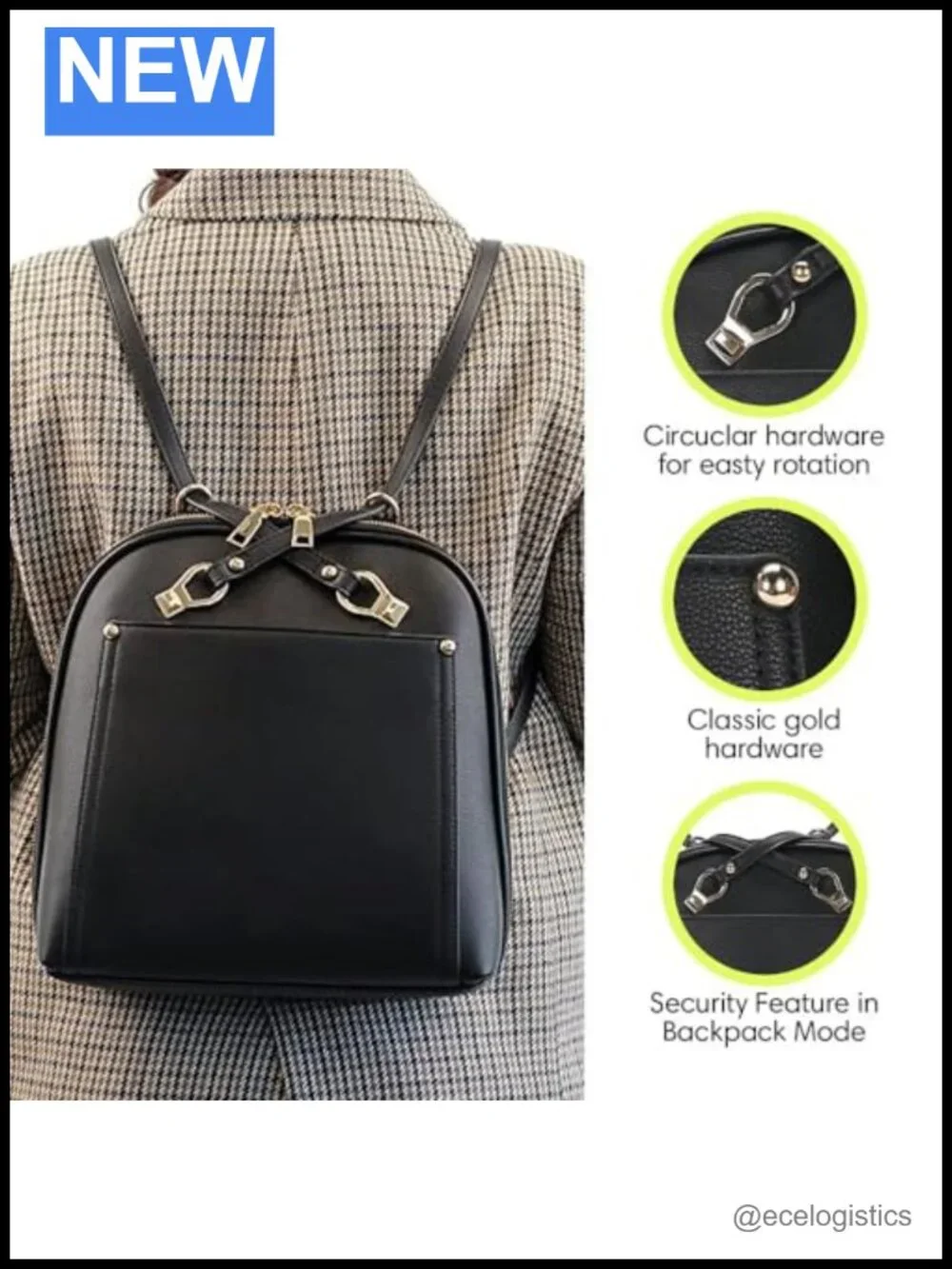 Convertible Faux Leather Backpack Purse for Women | Vegan Leather Shoulder Bag